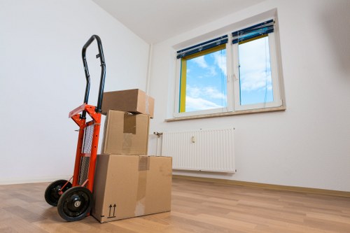 Prepared moving boxes and furniture for a local Coventgarden house removal